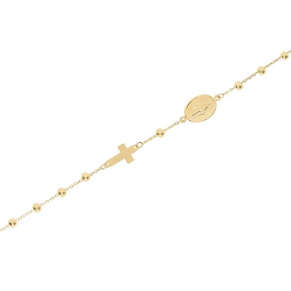 Stella-Jewellery Goldarmband 585er Gold Armband Rosenkranz Kreuz Mutter Mar günstig online kaufen