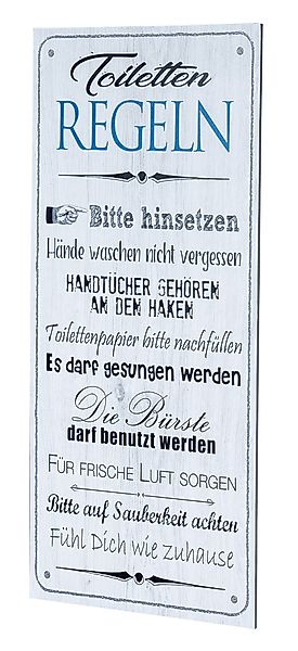 Levandeo® Wandbild, Wandbild 20x40cm Toilettenregeln Bad günstig online kaufen