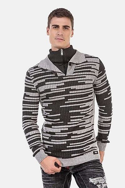 Cipo & Baxx Stehkragenpullover Pullover mit Schnallenverschluss, CP245 günstig online kaufen