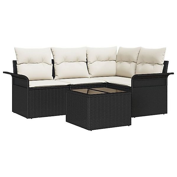 vidaXL Loungesofa 4-teiliges Garten-Sofaset mit Kissen Braun Poly-Rattan, 5 günstig online kaufen