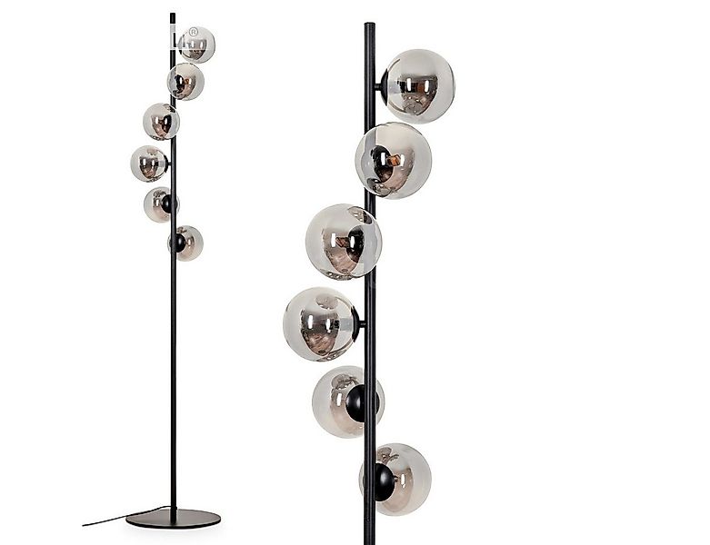 hofstein Stehlampe Stehlampe aus Metall/Glas in Schwarz/Rauchfarben, ohne L günstig online kaufen
