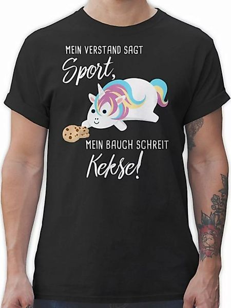 Shirtracer T-Shirt Mein Bauch schreit Kekse! Einhorn Sprüche Statement günstig online kaufen