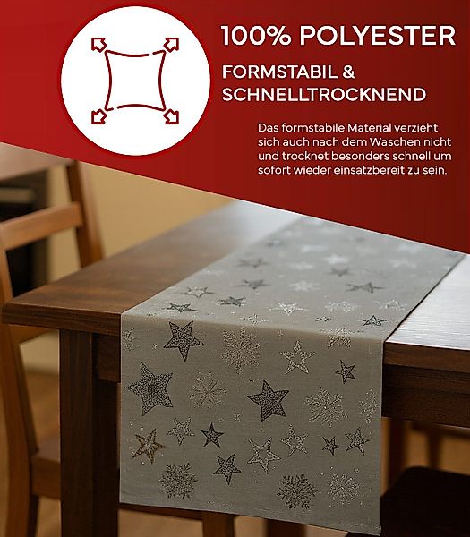 texpot Tischdecke Tischläufer Stickerei Sterne Winter günstig online kaufen