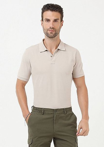 RAMSEY Poloshirt Beige Einfarbig Polo Kragen 100% Baumwolle T-Shirt günstig online kaufen