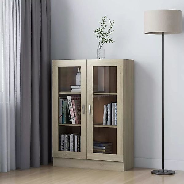 vidaXL Vitrine Bücherschrank Vitrinenschrank Vitrine Sonoma Eiche 82,5x30,5 günstig online kaufen