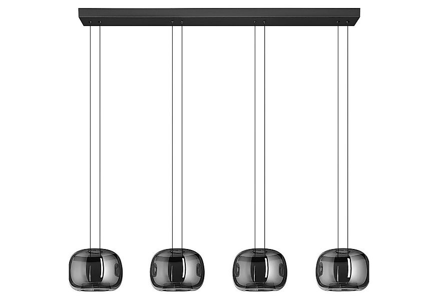EGLO LED Pendelleuchte HORTUNAS, 4-flammig, Schwarz, Glasschirme, Stahl, Di günstig online kaufen