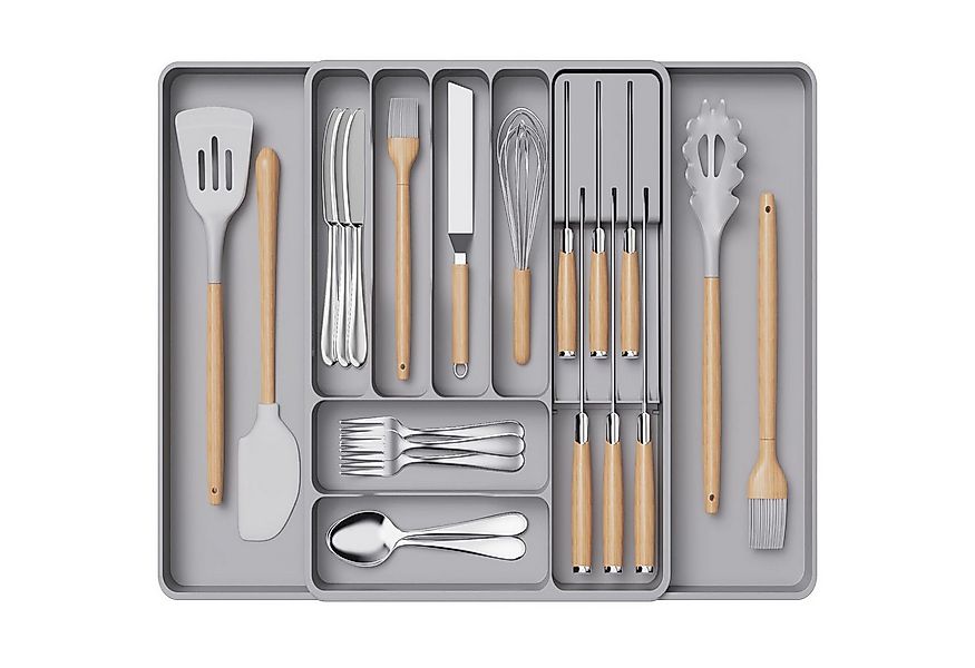 Lifewit Besteckeinsatz Erweiterbarer Besteckkasten mit herausnehmbarem Mess günstig online kaufen