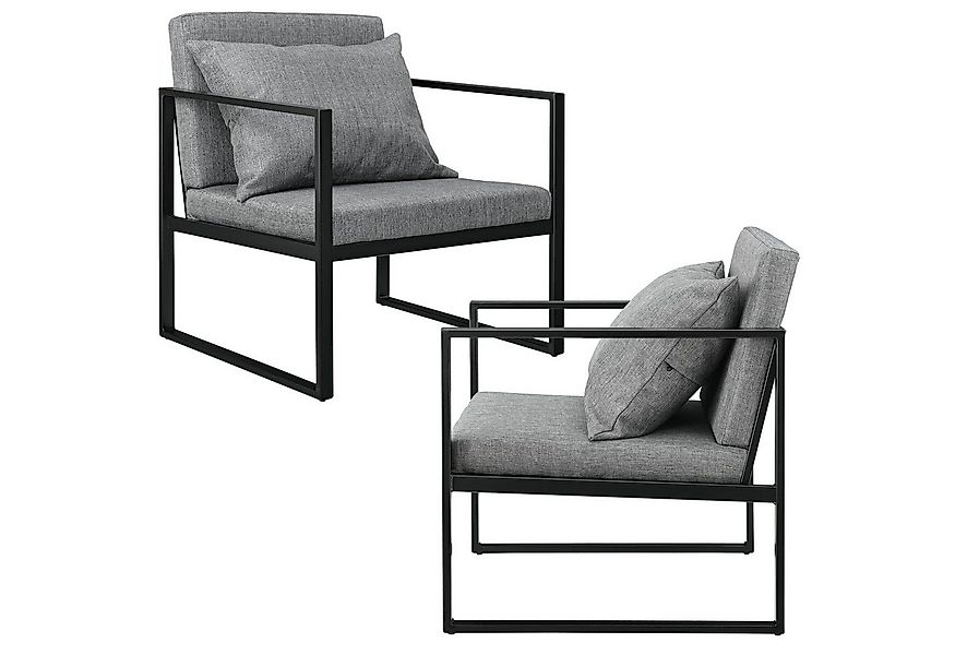 en.casa Sessel, »Ragusa« 2er Set Relaxsessel Polstersessel Dunkelgrau günstig online kaufen