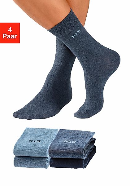 H.I.S Socken Packung, 4 Stk. tlg. mit druckfreiem Bündchen günstig online kaufen