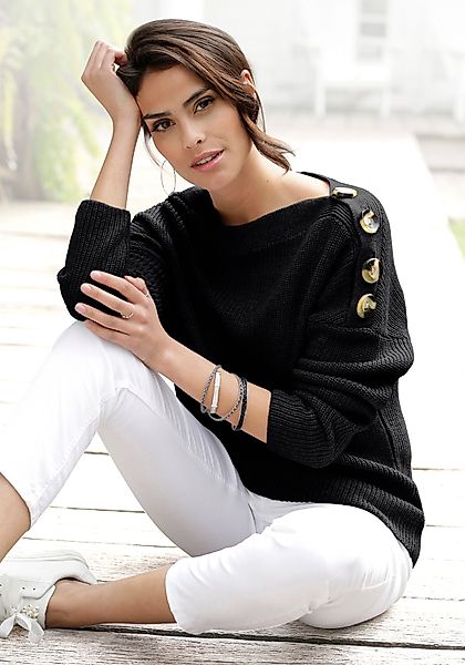 LASCANA Strickpullover, mit Spitzeneinsatz, eleganter Damenpullover, festli günstig online kaufen