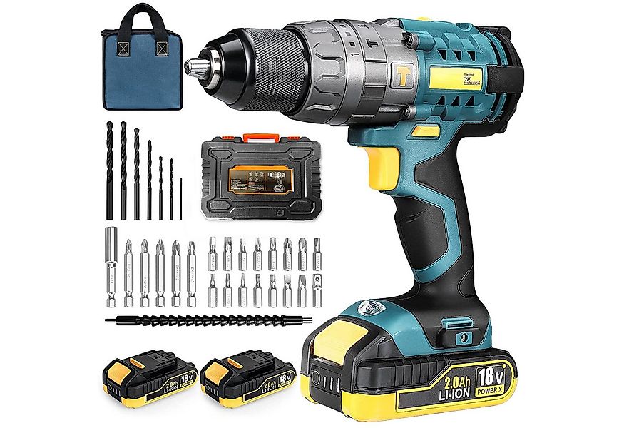 Lexzurn Akku-Bohrschrauber Akkuschrauber, max. 1700 U/min, mit 2 Akkus 18V/ günstig online kaufen