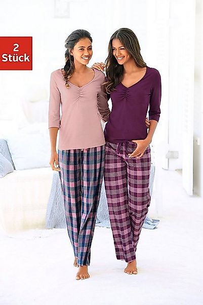 Vivance Dreams Pyjama (4 tlg., 2er Pack) mit karierter Hose günstig online kaufen