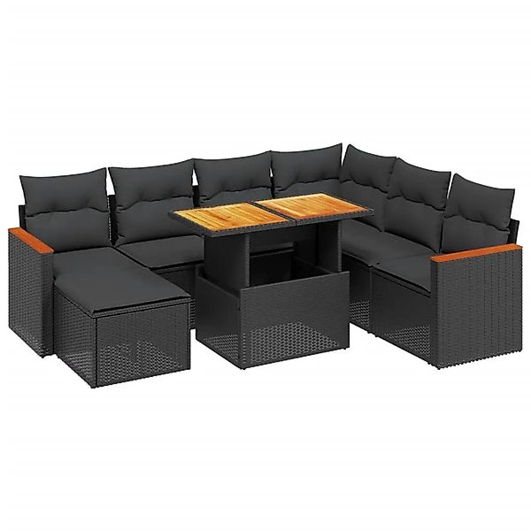 vidaXL 8-Tlg Garten-Sofagarnitur mit Kissen Schwarz Poly Rattan 3276051 günstig online kaufen