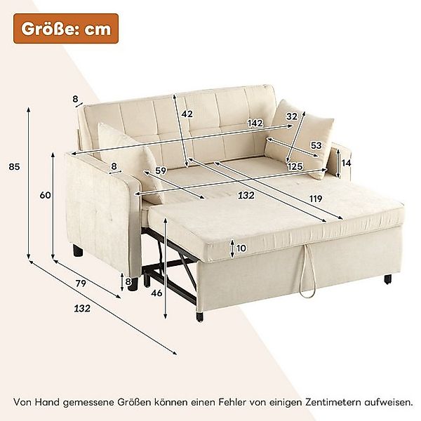 Furnishings Home Schlafsofa Verstellbare Rückenlehne Zweisitzigesmit Bettfu günstig online kaufen