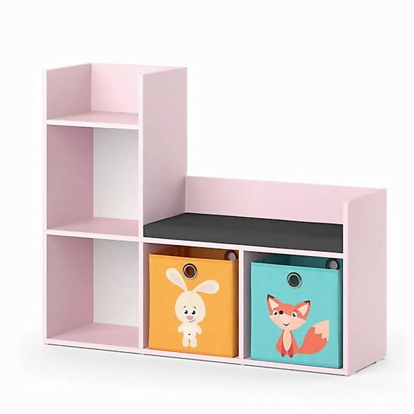 Vicco Bücherregal Luigi, Rosa, 107.2 x 88.6 cm mit 2 Faltboxen (bunt) günstig online kaufen