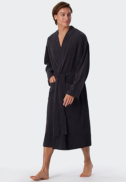 Schiesser Herrenbademantel Feather Terry, Langform, Baumwoll-Mix, Schalkrag günstig online kaufen