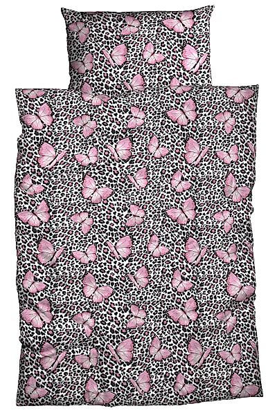 CASATEX Bettwäsche "Menga" 2 Stk. tlg. Schmetterlinge mit Leopardenprint günstig online kaufen