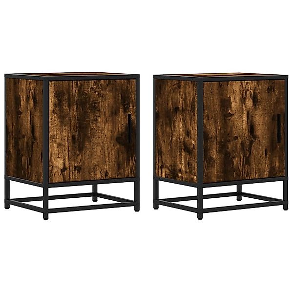vidaXL Nachttische 2 Stk, Räuchereiche 40x31x50cm Holzwerkstoff Metall 8487 günstig online kaufen