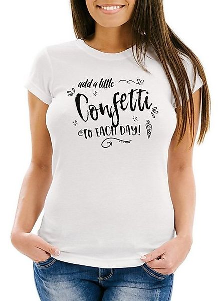 MoonWorks Print-Shirt Damen T-Shirt add a little confetti to each day Konfe günstig online kaufen