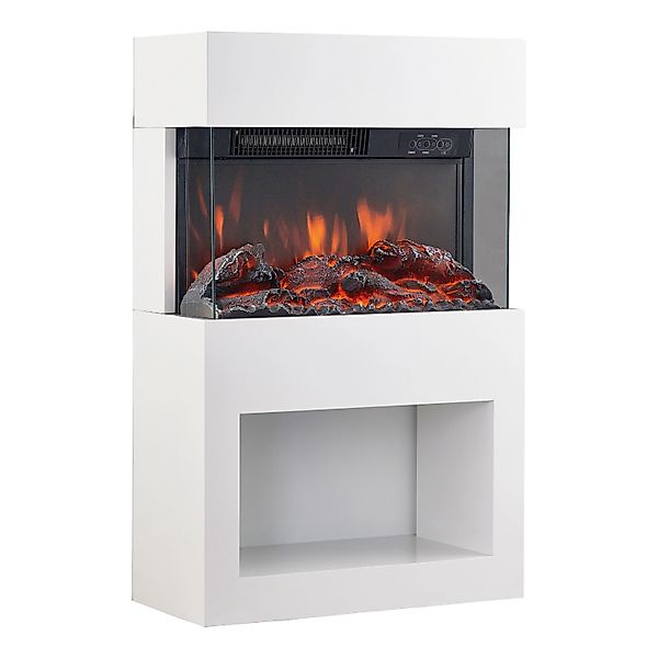 Kaminio Elektrokamin Henri Kaminofen Heizung 3D-Flammeneffekt Holzfach Weiß günstig online kaufen