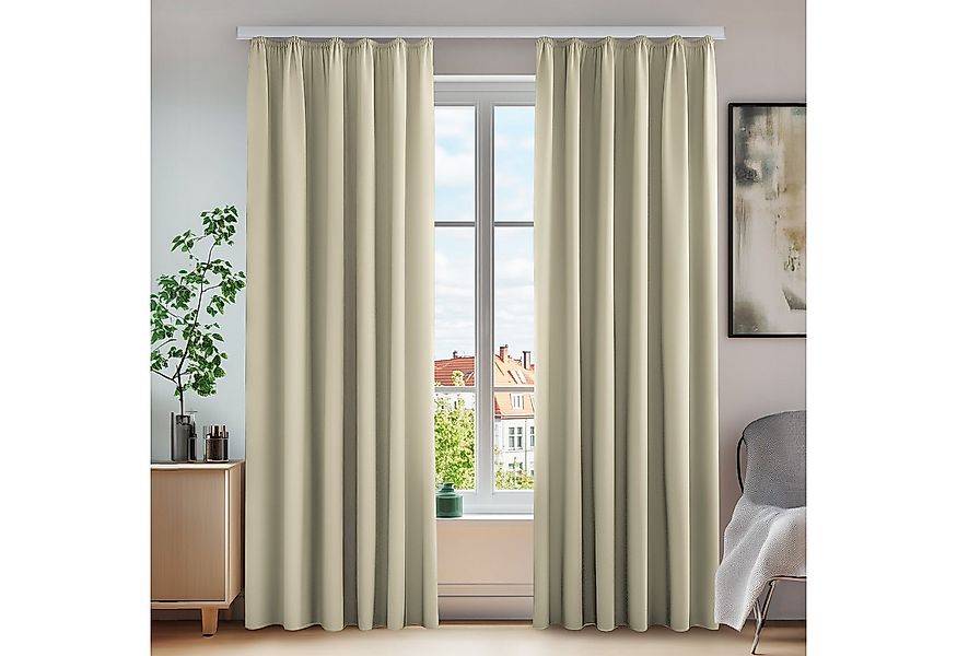 Deconovo Verdunkelungsvorhang Gardinen mit Kräuselband Vorhänge Wohnzimmer günstig online kaufen