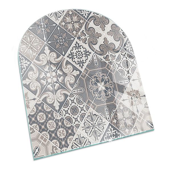 Tulup Glasplatte für Kamin Dekoratives Mosaikmuster Vorlegeplatte für Kamin günstig online kaufen