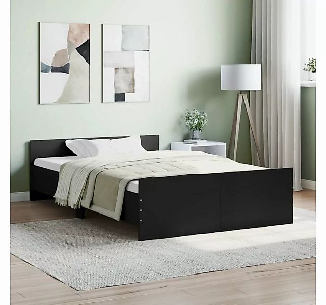 furnicato Bett Bettgestell mit Kopf- und Fußteil Schwarz 120x190 cm günstig online kaufen