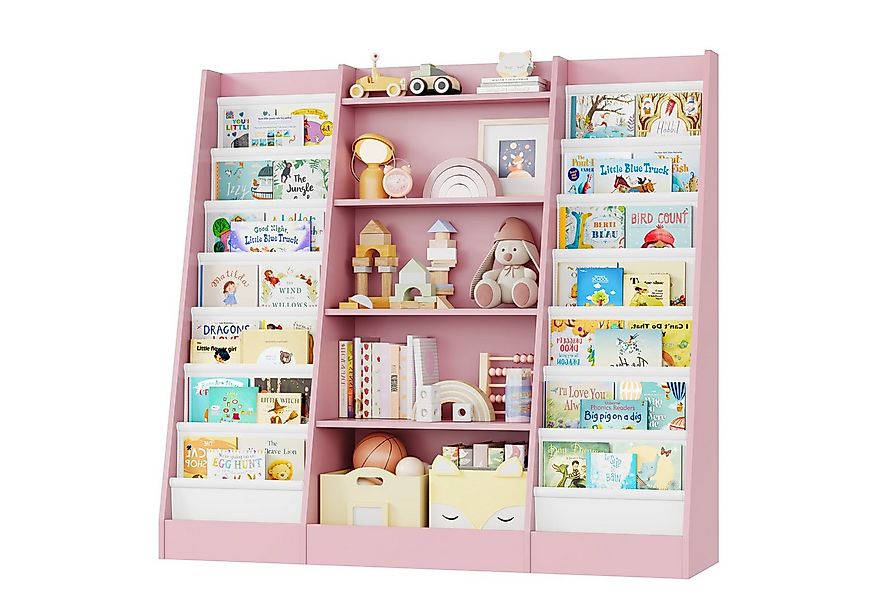 Homfa Bücherregal, Kinderregal mit 14 Ablagen Kinderbücherregal 129x120x35 günstig online kaufen