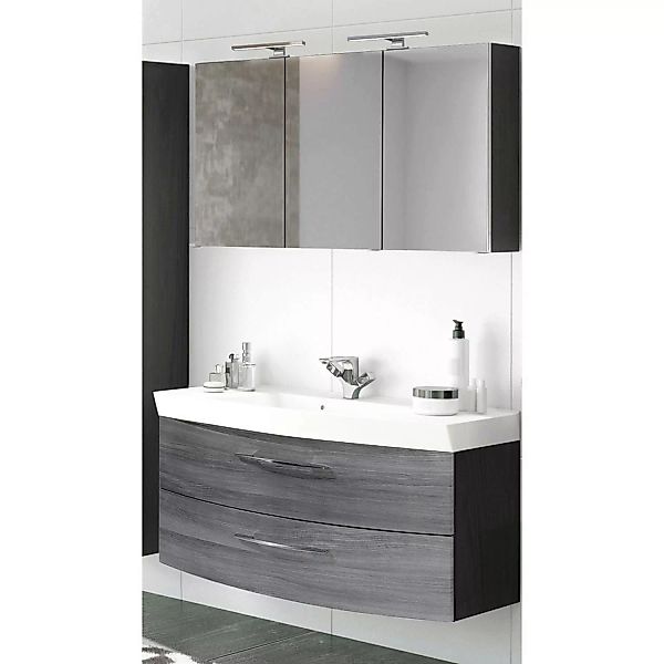 Badmöbel Waschplatz Set mit Waschtisch & LED-Spiegelschrank FLORIDO-03 Eich günstig online kaufen