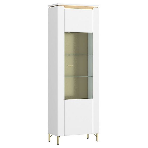 Lomadox Vitrine LUKA-129 weiß mit goldfarbenen Akzenten, Breite 65,5cm günstig online kaufen