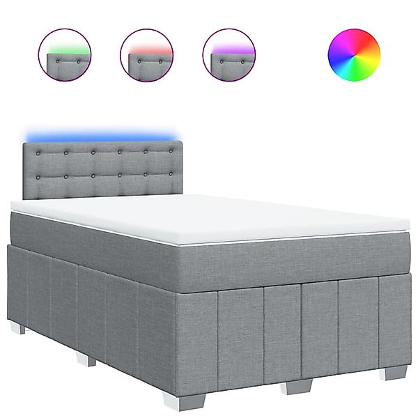 vidaXL Boxspringbett mit Matratze Hellgrau 120x200 cm Stoff 3289349 günstig online kaufen