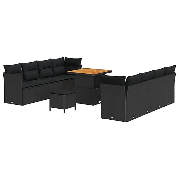 vidaXL Gartensofa-set mit Kissen 11-Tlg Schwarz Poly-Rattan 3363404 günstig online kaufen