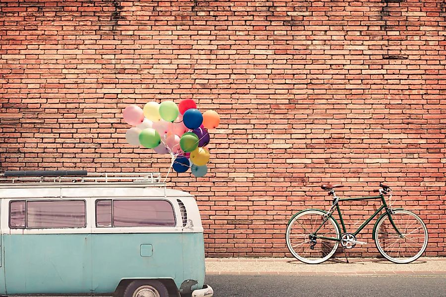 queence Acrylglasbild "Hauswand" Auto  Kunst  Luftballon Fine Art-Print in günstig online kaufen