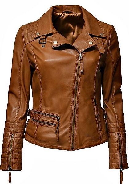 Zimmert Leather Lederjacke Liszy weiches Lammnappa Leder, Cognac, GRau, Bik günstig online kaufen