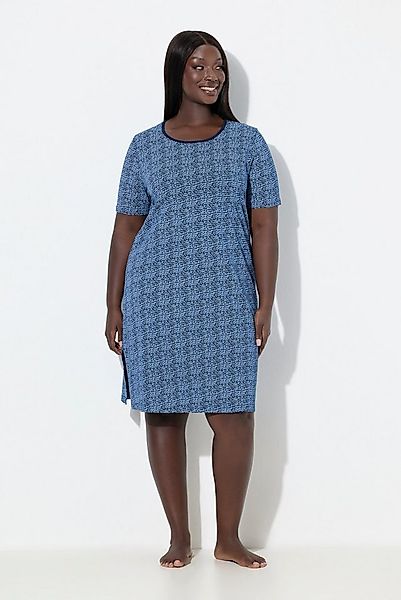 Ulla Popken Bigshirt Nachthemd Muster Rundhalsausschnitt Halbarm günstig online kaufen