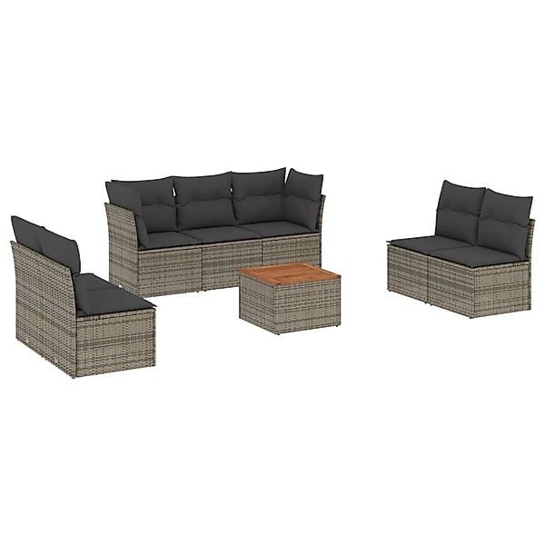 vidaXL 8-tlg Garten-Sofagarnitur mit Kissen Grau Poly Rattan Modell 28 günstig online kaufen