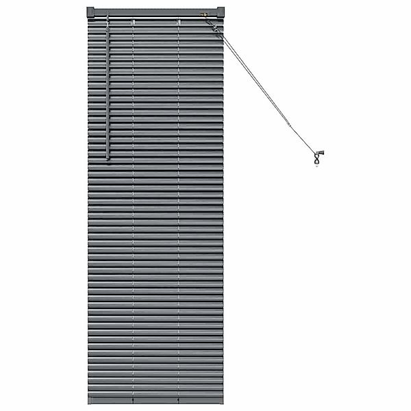 Rollo Fensterjalousie mit Vorhängen Dunkelgrau Aluminium, günstig online kaufen