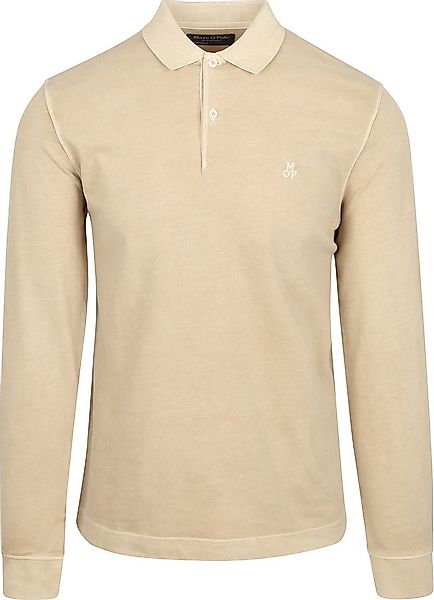 Marc O'Polo Longsleeve Poloshirt Beige - Größe L günstig online kaufen