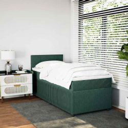 vidaXL Bett Boxspringbett mit Matratze Dunkelgrün günstig online kaufen