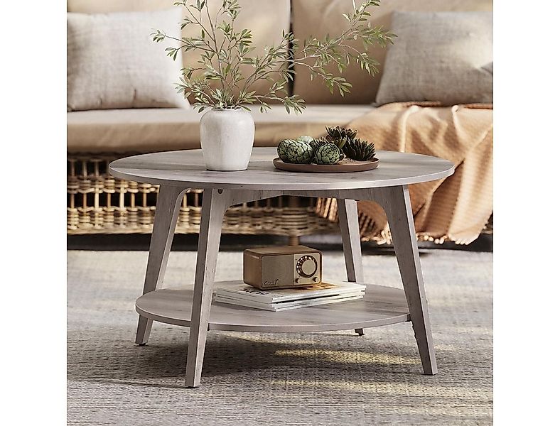 VASAGLE Couchtisch, Wohnzimmertisch 2 Ebenen, ∅80 x 45 cm, einfach zu monti günstig online kaufen