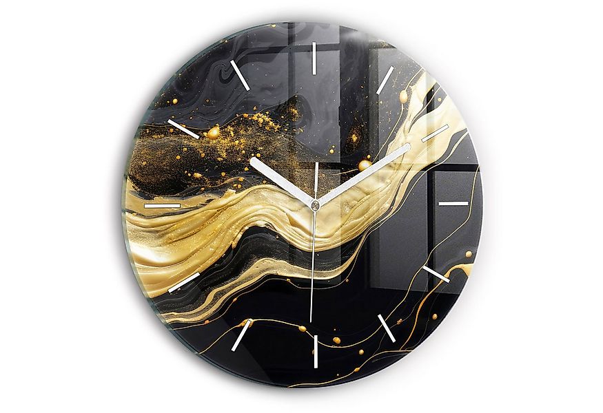 Tulup Wanduhr Moderne Glasuhr Goldene Marmor-Uhr aus Gehärtetem Glas Elegan günstig online kaufen