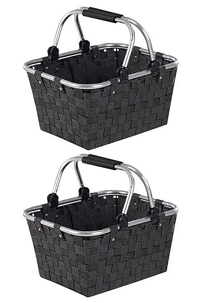 Home4You Einkaufskorb, 2er Set, Schwarz, Aluminiumgriffe, Kunststoffgeflech günstig online kaufen