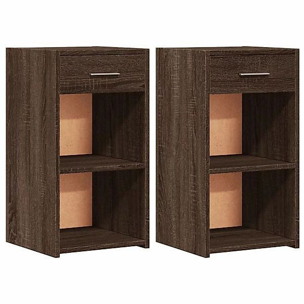 vidaXL Nachttische 2 Stk Braun Eichen-Optik 35x34x65 cm Holzwerkstoff günstig online kaufen