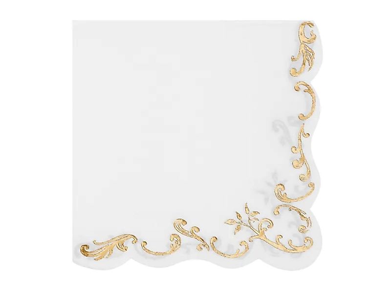 partydeco Hängedekoration Servietten Weiß Gold-Ornament 33x33cm, 12 Stück günstig online kaufen