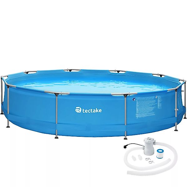Swimming Pool rund mit Stahlrahmen und Filterpumpe Ø 360 x 76 cm - blau günstig online kaufen