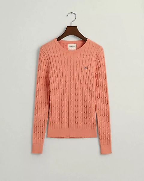 Gant Sweatshirt STRETCH COTTON CABLE C-NECK, PEACHY PINK günstig online kaufen