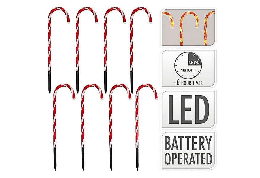 ToCi LED-Lichterkette Gartenstecker LED Zuckerstangen Weihnachts Deko Timer günstig online kaufen