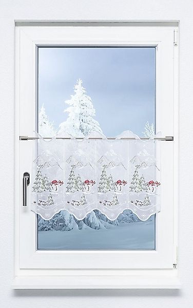 Plauener Spitze® Scheibengardine Schneemann (1 St), halbtransparent, HxB 40 günstig online kaufen