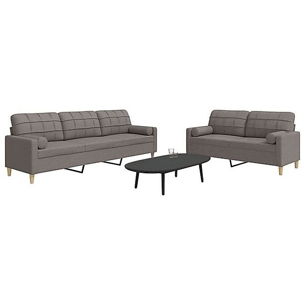 vidaXL Sofa, 2-tlg. Sofagarnitur mit Dekokissen Taupe Stoff günstig online kaufen