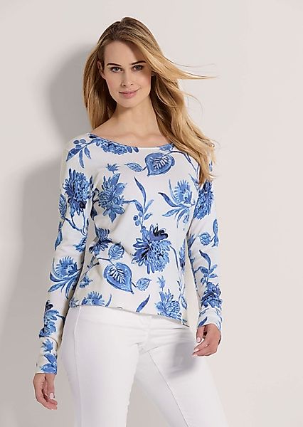 MADELEINE Strickpullover Rundhals-Pullover mit Floral-Print günstig online kaufen